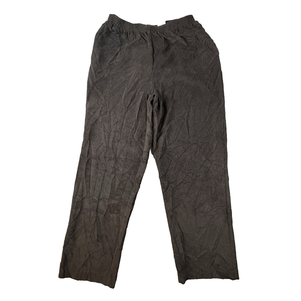 Alfred Dunner Women's 12P (29x28.25) NWT Black Corduroy Pull On Straight Pants